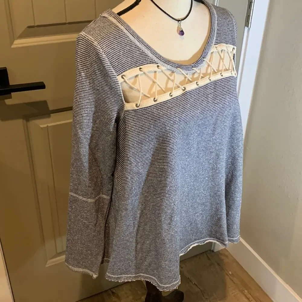 FREE PEOPLE Lacey Love Striped Top S